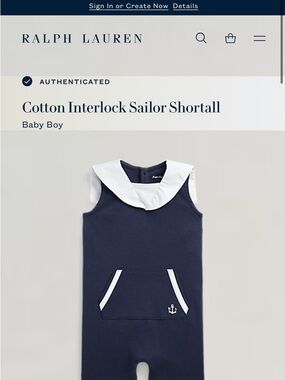 Ralph Lauren Navy and White Sailor Shortall